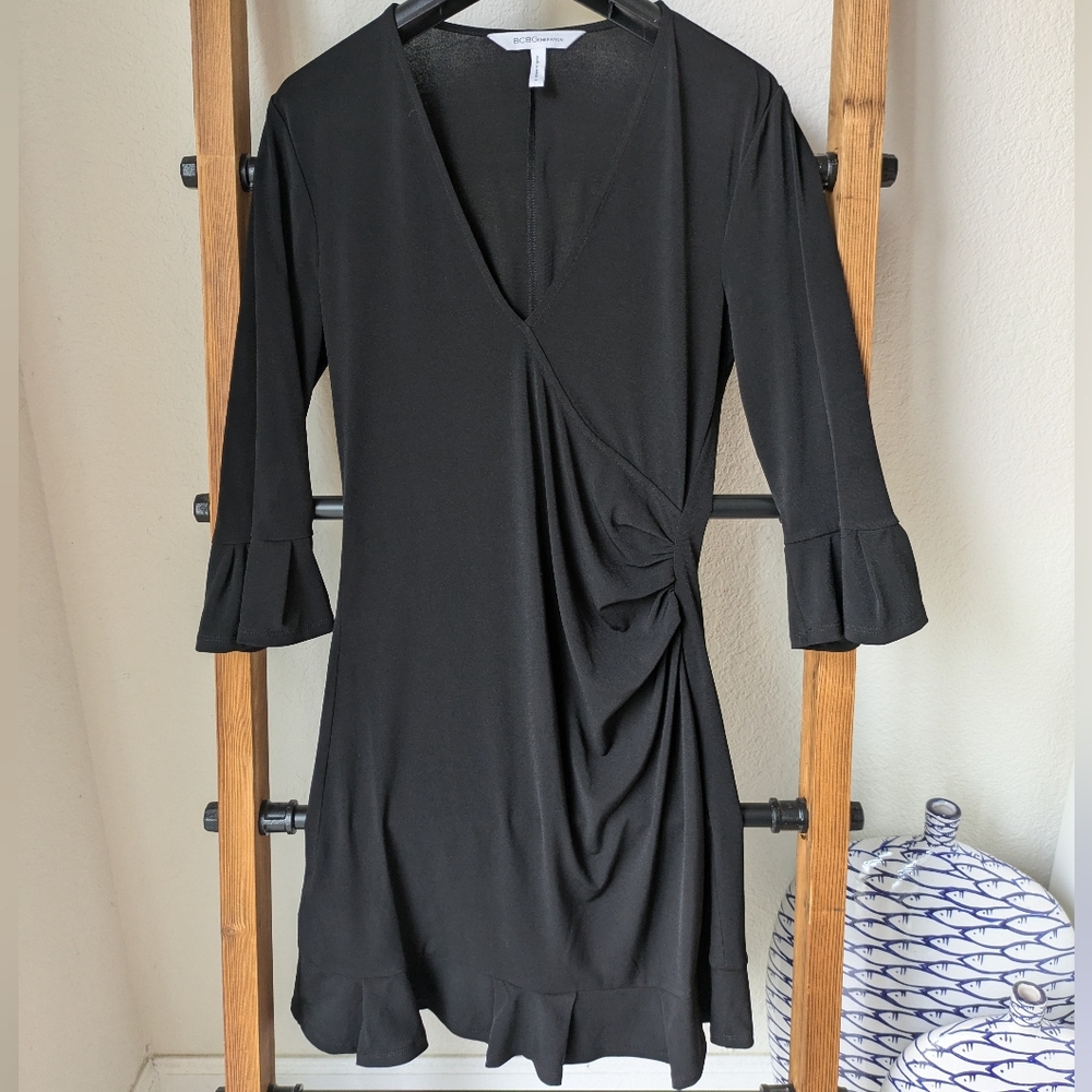 BCBGeneration Women's Elegant Black Assymetrical Mini Dress - Size S